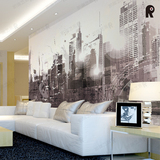 摩登城市现代抽象简约前卫客厅沙发电视酒店背景定制墙纸壁纸壁画