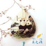 天然菩提叶脉书签中国风创意 熊猫纪念品套装 送老外创意实用礼品