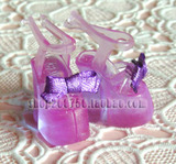 芭比可穿的 小布blythe 三代PULLIP DAL 紫色水晶蝴蝶结凉鞋 编号