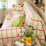 兔先生田园风格格子加厚全棉沙发巾沙发盖布2色入秘密花园