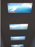 天花艺术玻璃冰晶画蓝天白云过道吊顶装饰用通道专用江西萍乡定做