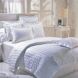 商务宾馆酒店床上用品 纯白色全棉纯色缎条纯棉白色三四件套 特价