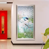 现代装饰画客厅壁画欧式简约有框画玄关挂画书房墙画孔雀手绘油画