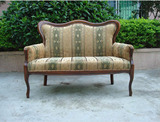 欧式美式田园时尚家具双人沙发布艺沙发实木客厅休闲椅