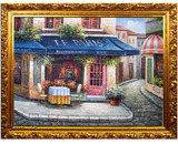 日康 地中海小镇风景油画 手绘欧式现代书房卧室挂画 客厅装饰画