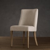 出口欧式亚麻软包布艺椅子 美式法式乡村书房椅 现代简约实木餐椅