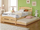 包邮实木床 单人床 松木双人床 儿童床带拖床1.8双人1.5单人1.2米