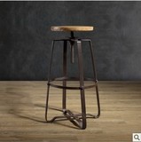 美式铁艺实木吧台椅防锈复古做旧酒吧椅凳旋转吧椅酒吧前台椅餐椅