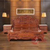 欧式床雕花结婚床红木床家具 刺猬紫檀全实木床 双人床1.5米1.8m