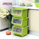 大号可视带盖叠加厨房塑料收纳筐蔬菜水果置物架盒衣物玩具收纳柜