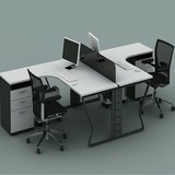 屏风工作卡位 钢木双人位办公桌椅组合简约电脑台办公台职员桌