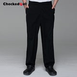 厨师裤子 Checkedout 黑色厨师裤服务员工作服裤子餐厅厨师工作裤