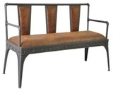 美式工业风家具 铁艺PU长沙发长椅 铁艺单人椅双人椅三人椅酒吧椅