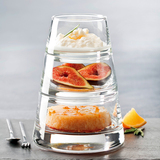 进口钢化玻璃碗碟透明微波炉玻璃碗套装小吃碟西餐甜点碗三层套装