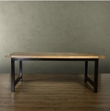 欧美式实木家具复古桌子松木铁艺做旧loft工业餐桌老松木实木书桌