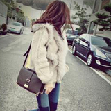 2013秋冬新款韩版毛衣中长款加厚针织外套兔毛领披肩蝙蝠衫开衫女