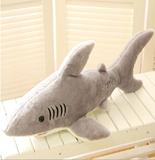 创意海洋动物大白鲨鱼公仔娃娃抱枕靠垫 毛绒仿真玩具 爆款包邮