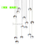 LED流星雨楼梯长吊灯泡泡餐厅吧台现代简约创意水晶玻璃鱼线吊灯