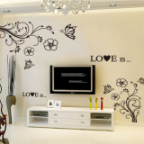 客厅沙发电视背景墙装饰贴画 可移除浪漫花卉墙贴纸蔓藤之恋 包邮