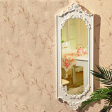 欧式现代简约韩式时尚白色试衣镜雕花壁挂镜穿衣镜浴室卧室大镜子