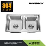 厨房水池水盆淘洗菜盆洗菜池洗碗池加厚SUS304不锈钢水槽双槽