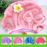 韩国干发帽长短发珊瑚绒蝴蝶结包头巾加厚吸水浴帽儿童宝宝洗头