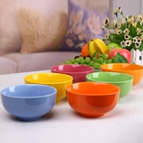 创意餐具家用碗筷子彩虹碗 纯色家用陶瓷中式米饭碗彩色套装瓷碗