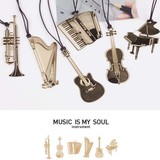 韩版精致文艺 钢琴 提琴 竖琴 乐器金属书签 带皮绳