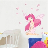 可爱可移除墙贴纸 美丽女孩 儿童房女孩房间床头贴 墙贴画 JM8257