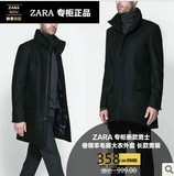 2013ZARA专柜新款代购男士卷领羊毛呢大衣外套中长款加厚男装