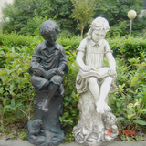 树脂现代欧式家居别墅花园装饰人物艺术雕塑校园摆件看书小孩