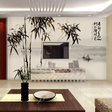 3d无缝墙布客厅电视背景墙纸壁纸欧式壁画防水中式水墨画竹子