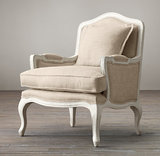 出口美式欧式法式乡村复古亚麻布艺实木质休闲椅 美式单人沙发椅
