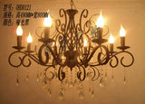 欧式水晶吊灯美式铁艺客厅餐厅卧室蜡烛灯黑色特价包邮带灯泡