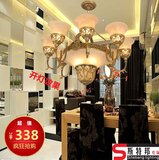 欧式中式LED客厅吊灯中美式仿古铜铁艺复式楼餐厅8头灯具