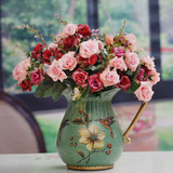 家居装饰假花绢花 客厅餐桌茶几摆设欧式仿真花套装花瓶花艺摆件