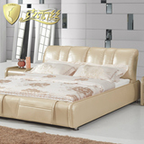 克丽丝品牌家具真皮床双人床1.8米 皮艺床软床小户型床气动储物床