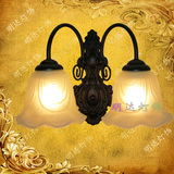 欧式壁灯简约地中海卧室田园镜前灯双头壁灯床头灯壁灯现代灯具