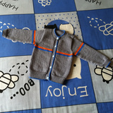 纯手工编织儿童毛衣/宝宝针织开衫/婴儿手工毛线外套 男童 线条