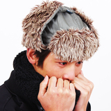 北京青年雷锋帽子男女冬季加厚绒毛保暖卷边东北帽户外骑车护耳帽