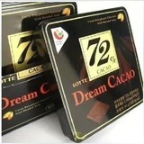 韩国原装进口乐天LOTTE 72%纯黑巧克力铁盒装90g