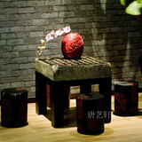 新中式创意复古小茶桌 茶室喝茶桌椅组合 仿古石头茶艺桌方形茶几