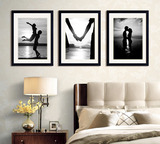 沙发背景墙装饰画温馨情侣现代墙壁画创意客厅黑白有框画卧室床头