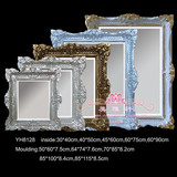 欧式浴室镜 时尚创意长方形雕花壁挂式玄关装饰镜框 婚纱相框画框
