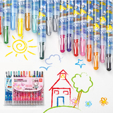 包邮得力6966学生12色24色旋转蜡笔 创意幼儿蜡笔儿童涂鸦画画