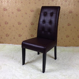 高靠背全实木餐椅简约现代高档咖啡餐厅真皮黑米白色欧式胡桃y229