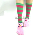 圣诞袜子 五指袜女款纯棉袜全棉长筒保暖袜可爱卡通女袜居家睡眠