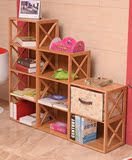 实木格子书柜层柜组合书架儿童玩具收纳柜卧室床头柜宜家置物架