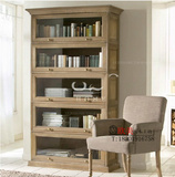 外贸出口实木展示柜 法国风格原单欧式实木酒柜玻璃书柜美式家具
