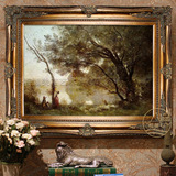 欧美式古典风景油画GF114摩特枫丹的回忆酒店别墅客厅手绘有框画